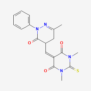 1,3-dimethyl-5-[(6-methyl-3-oxo-2-phenyl-2,3,4,5-tetrahydropyridazin-4-yl)methylidene]-2-thioxodihydropyrimidine-4,6(1H,5H)-dione