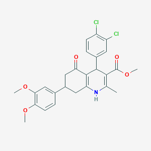 molecular formula C26H25Cl2NO5 B11640227 Methyl 4-(3,4-dichlorophenyl)-7-(3,4-dimethoxyphenyl)-2-methyl-5-oxo-1,4,5,6,7,8-hexahydroquinoline-3-carboxylate 