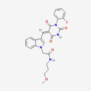 2-(3-{(E)-[1-(2-fluorophenyl)-2,4,6-trioxotetrahydropyrimidin-5(2H)-ylidene]methyl}-1H-indol-1-yl)-N-(3-methoxypropyl)acetamide