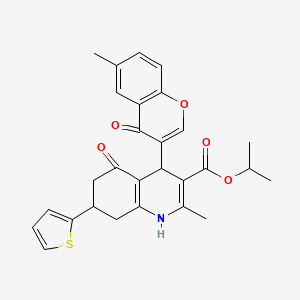 propan-2-yl 2-methyl-4-(6-methyl-4-oxo-4H-chromen-3-yl)-5-oxo-7-(thiophen-2-yl)-1,4,5,6,7,8-hexahydroquinoline-3-carboxylate