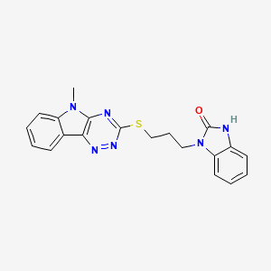 molecular formula C20H18N6OS B11640256 1-{3-[(5-methyl-5H-[1,2,4]triazino[5,6-b]indol-3-yl)sulfanyl]propyl}-1,3-dihydro-2H-benzimidazol-2-one 