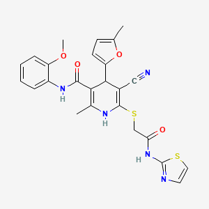 5-cyano-N-(2-methoxyphenyl)-2-methyl-4-(5-methylfuran-2-yl)-6-{[2-oxo-2-(1,3-thiazol-2-ylamino)ethyl]sulfanyl}-1,4-dihydropyridine-3-carboxamide