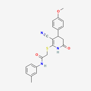 2-{[3-cyano-4-(4-methoxyphenyl)-6-oxo-1,4,5,6-tetrahydropyridin-2-yl]sulfanyl}-N-(3-methylphenyl)acetamide