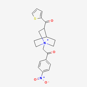 molecular formula C20H21N2O4S+ B11640322 1-[2-(4-Nitrophenyl)-2-oxoethyl]-3-(thiophen-2-ylcarbonyl)-1-azoniabicyclo[2.2.2]octane 