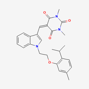 molecular formula C27H29N3O4 B11640330 1,3-dimethyl-5-[(1-{2-[5-methyl-2-(propan-2-yl)phenoxy]ethyl}-1H-indol-3-yl)methylidene]pyrimidine-2,4,6(1H,3H,5H)-trione 