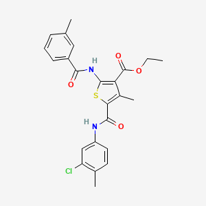 molecular formula C24H23ClN2O4S B11640344 Ethyl 5-[(3-chloro-4-methylphenyl)carbamoyl]-4-methyl-2-{[(3-methylphenyl)carbonyl]amino}thiophene-3-carboxylate 