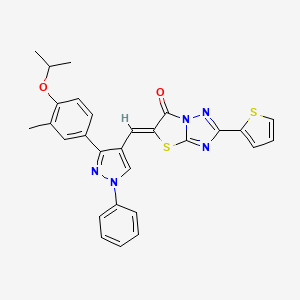 (5Z)-5-({3-[3-methyl-4-(propan-2-yloxy)phenyl]-1-phenyl-1H-pyrazol-4-yl}methylidene)-2-(thiophen-2-yl)[1,3]thiazolo[3,2-b][1,2,4]triazol-6(5H)-one