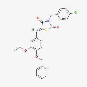 molecular formula C26H22ClNO4S B11640359 (5Z)-5-[4-(benzyloxy)-3-ethoxybenzylidene]-3-(4-chlorobenzyl)-1,3-thiazolidine-2,4-dione 