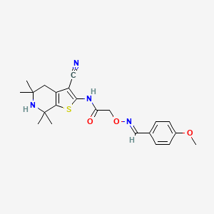 N-(3-cyano-5,5,7,7-tetramethyl-4,5,6,7-tetrahydrothieno[2,3-c]pyridin-2-yl)-2-({[(E)-(4-methoxyphenyl)methylidene]amino}oxy)acetamide