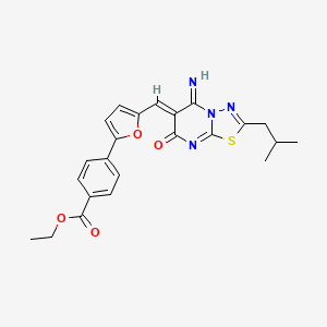 ethyl 4-(5-{(Z)-[5-imino-2-(2-methylpropyl)-7-oxo-5H-[1,3,4]thiadiazolo[3,2-a]pyrimidin-6(7H)-ylidene]methyl}furan-2-yl)benzoate