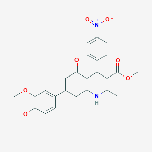 Methyl 7-(3,4-dimethoxyphenyl)-2-methyl-4-(4-nitrophenyl)-5-oxo-1,4,5,6,7,8-hexahydroquinoline-3-carboxylate