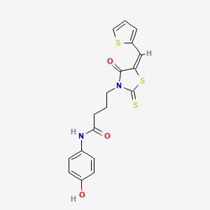 N-(4-hydroxyphenyl)-4-[(5E)-4-oxo-2-sulfanylidene-5-(thiophen-2-ylmethylidene)-1,3-thiazolidin-3-yl]butanamide