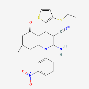 2-Amino-4-[3-(ethylsulfanyl)-2-thienyl]-7,7-dimethyl-1-(3-nitrophenyl)-5-oxo-1,4,5,6,7,8-hexahydro-3-quinolinecarbonitrile