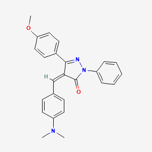 molecular formula C25H23N3O2 B11640474 (4Z)-4-[4-(dimethylamino)benzylidene]-5-(4-methoxyphenyl)-2-phenyl-2,4-dihydro-3H-pyrazol-3-one 