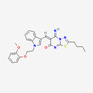 (6Z)-2-butyl-5-imino-6-({1-[2-(2-methoxyphenoxy)ethyl]-1H-indol-3-yl}methylidene)-5,6-dihydro-7H-[1,3,4]thiadiazolo[3,2-a]pyrimidin-7-one