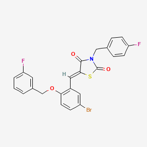 (5Z)-5-({5-Bromo-2-[(3-fluorophenyl)methoxy]phenyl}methylidene)-3-[(4-fluorophenyl)methyl]-1,3-thiazolidine-2,4-dione