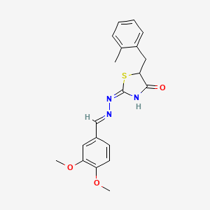 (2E)-2-[(2E)-(3,4-dimethoxybenzylidene)hydrazinylidene]-5-(2-methylbenzyl)-1,3-thiazolidin-4-one