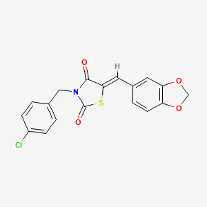 molecular formula C18H12ClNO4S B11640559 (5Z)-5-(1,3-benzodioxol-5-ylmethylidene)-3-(4-chlorobenzyl)-1,3-thiazolidine-2,4-dione 