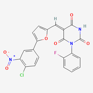 (5Z)-5-{[5-(4-chloro-3-nitrophenyl)furan-2-yl]methylidene}-3-(2-fluorophenyl)-6-hydroxypyrimidine-2,4(3H,5H)-dione