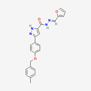 molecular formula C23H20N4O3 B11640581 N'-(Furan-2-ylmethylene)-5-(4-((4-methylbenzyl)oxy)phenyl)-1H-pyrazole-3-carbohydrazide CAS No. 634896-74-5