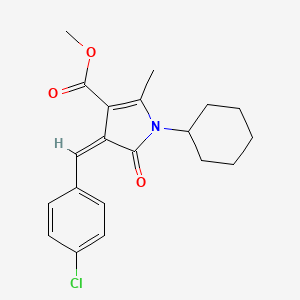 molecular formula C20H22ClNO3 B11640587 methyl (4Z)-4-(4-chlorobenzylidene)-1-cyclohexyl-2-methyl-5-oxo-4,5-dihydro-1H-pyrrole-3-carboxylate 