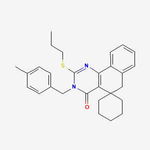 molecular formula C28H32N2OS B11640594 3-(4-methylbenzyl)-2-(propylsulfanyl)-3H-spiro[benzo[h]quinazoline-5,1'-cyclohexan]-4(6H)-one 