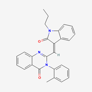 3-(2-methylphenyl)-2-[(Z)-(2-oxo-1-propyl-1,2-dihydro-3H-indol-3-ylidene)methyl]quinazolin-4(3H)-one