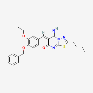 molecular formula C25H26N4O3S B11640644 (6Z)-6-[4-(benzyloxy)-3-ethoxybenzylidene]-2-butyl-5-imino-5,6-dihydro-7H-[1,3,4]thiadiazolo[3,2-a]pyrimidin-7-one 