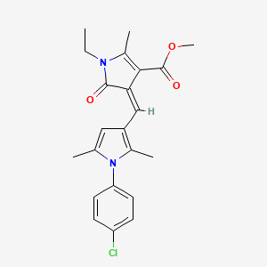 molecular formula C22H23ClN2O3 B11640663 methyl (4Z)-4-{[1-(4-chlorophenyl)-2,5-dimethyl-1H-pyrrol-3-yl]methylidene}-1-ethyl-2-methyl-5-oxo-4,5-dihydro-1H-pyrrole-3-carboxylate 