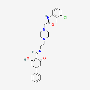 N-(3-chloro-2-methylphenyl)-2-[4-(2-{[(2,6-dioxo-4-phenylcyclohexylidene)methyl]amino}ethyl)piperazin-1-yl]acetamide