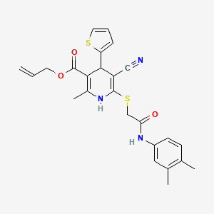 Prop-2-en-1-yl 5-cyano-6-({2-[(3,4-dimethylphenyl)amino]-2-oxoethyl}sulfanyl)-2-methyl-4-(thiophen-2-yl)-1,4-dihydropyridine-3-carboxylate