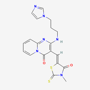 2-{[3-(1H-imidazol-1-yl)propyl]amino}-3-[(Z)-(3-methyl-4-oxo-2-thioxo-1,3-thiazolidin-5-ylidene)methyl]-4H-pyrido[1,2-a]pyrimidin-4-one