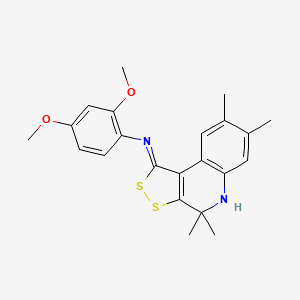 molecular formula C22H24N2O2S2 B11640793 2,4-dimethoxy-N-[(1Z)-4,4,7,8-tetramethyl-4,5-dihydro-1H-[1,2]dithiolo[3,4-c]quinolin-1-ylidene]aniline 