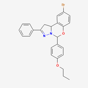 molecular formula C25H23BrN2O2 B11640797 9-Bromo-2-phenyl-5-(4-propoxyphenyl)-1,10b-dihydropyrazolo[1,5-c][1,3]benzoxazine 