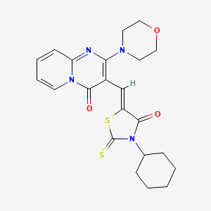 molecular formula C22H24N4O3S2 B11640821 3-[(Z)-(3-cyclohexyl-4-oxo-2-thioxo-1,3-thiazolidin-5-ylidene)methyl]-2-(morpholin-4-yl)-4H-pyrido[1,2-a]pyrimidin-4-one 