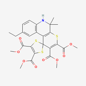 molecular formula C26H27NO8S3 B11640854 Tetramethyl 9'-ethyl-5',5'-dimethyl-5',6'-dihydrospiro[1,3-dithiole-2,1'-thiopyrano[2,3-c]quinoline]-2',3',4,5-tetracarboxylate 