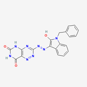 3-[(2E)-2-(1-benzyl-2-oxo-1,2-dihydro-3H-indol-3-ylidene)hydrazinyl]pyrimido[4,5-e][1,2,4]triazine-6,8(5H,7H)-dione