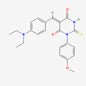 molecular formula C22H23N3O3S B11640894 (5Z)-5-[4-(diethylamino)benzylidene]-1-(4-methoxyphenyl)-2-thioxodihydropyrimidine-4,6(1H,5H)-dione 