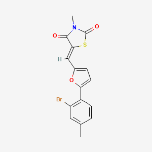 molecular formula C16H12BrNO3S B11640898 (5Z)-5-{[5-(2-bromo-4-methylphenyl)furan-2-yl]methylidene}-3-methyl-1,3-thiazolidine-2,4-dione 