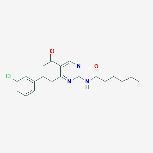 molecular formula C20H22ClN3O2 B11640899 N-[7-(3-chlorophenyl)-5-oxo-5,6,7,8-tetrahydroquinazolin-2-yl]hexanamide 