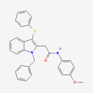 molecular formula C30H26N2O2S B11640995 2-[1-benzyl-3-(phenylsulfanyl)-1H-indol-2-yl]-N-(4-methoxyphenyl)acetamide 