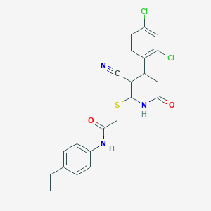 2-{[3-cyano-4-(2,4-dichlorophenyl)-6-oxo-1,4,5,6-tetrahydropyridin-2-yl]sulfanyl}-N-(4-ethylphenyl)acetamide