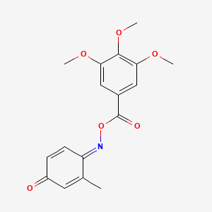 molecular formula C17H17NO6 B11641052 (4E)-3-methyl-4-({[(3,4,5-trimethoxyphenyl)carbonyl]oxy}imino)cyclohexa-2,5-dien-1-one 