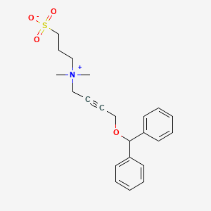 molecular formula C22H27NO4S B11641064 3-{[4-(Diphenylmethoxy)but-2-yn-1-yl](dimethyl)ammonio}propane-1-sulfonate 