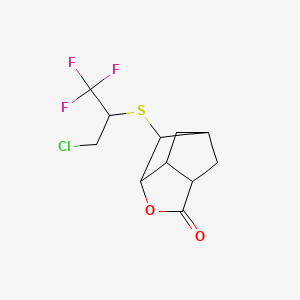 molecular formula C11H12ClF3O2S B11641087 6-[(3-chloro-1,1,1-trifluoropropan-2-yl)sulfanyl]hexahydro-2H-3,5-methanocyclopenta[b]furan-2-one 