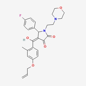 molecular formula C27H29FN2O5 B11641155 5-(4-fluorophenyl)-3-hydroxy-4-[2-methyl-4-(prop-2-en-1-yloxy)benzoyl]-1-[2-(morpholin-4-yl)ethyl]-2,5-dihydro-1H-pyrrol-2-one 