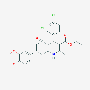 Propan-2-yl 4-(2,4-dichlorophenyl)-7-(3,4-dimethoxyphenyl)-2-methyl-5-oxo-1,4,5,6,7,8-hexahydroquinoline-3-carboxylate