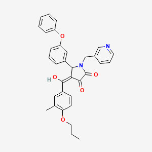 molecular formula C33H30N2O5 B11641186 3-hydroxy-4-[(3-methyl-4-propoxyphenyl)carbonyl]-5-(3-phenoxyphenyl)-1-(pyridin-3-ylmethyl)-1,5-dihydro-2H-pyrrol-2-one 