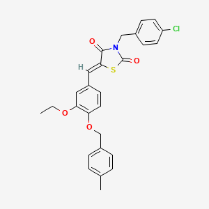 molecular formula C27H24ClNO4S B11641190 (5Z)-3-(4-chlorobenzyl)-5-{3-ethoxy-4-[(4-methylbenzyl)oxy]benzylidene}-1,3-thiazolidine-2,4-dione 