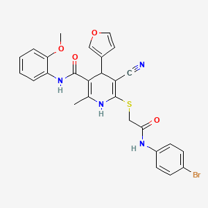 molecular formula C27H23BrN4O4S B11641196 6-({2-[(4-bromophenyl)amino]-2-oxoethyl}sulfanyl)-5-cyano-4-(furan-3-yl)-N-(2-methoxyphenyl)-2-methyl-1,4-dihydropyridine-3-carboxamide 